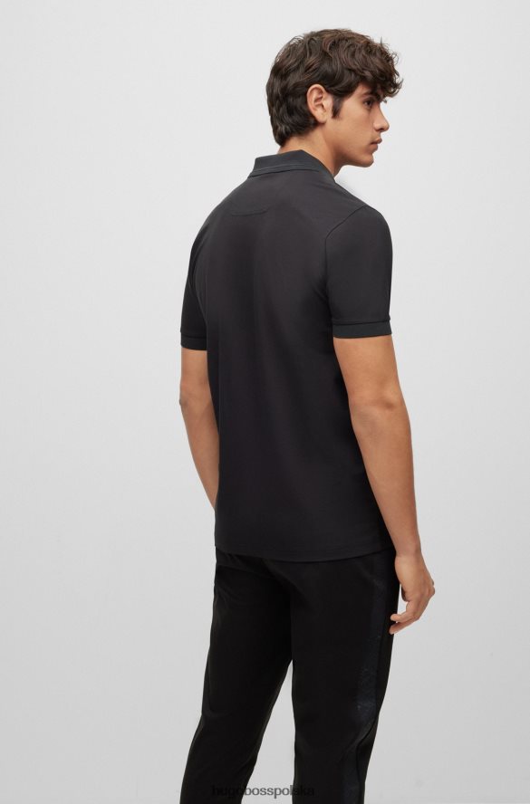 Hugo Boss czarna koszulka polo hugo ze stretchu, bawełny piqu¦ z lamówką z logo czarny R0X0H62440