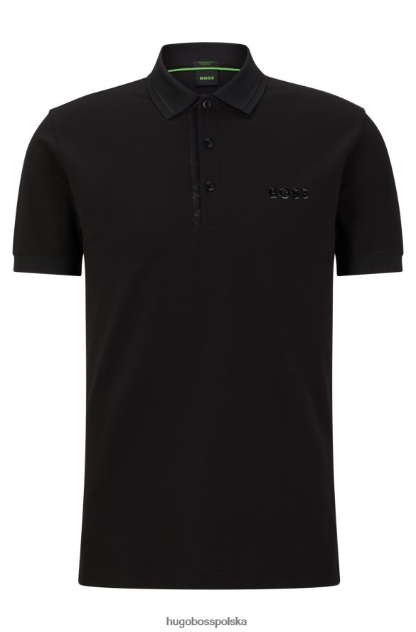 Hugo Boss czarna koszulka polo hugo ze stretchu, bawełny piqu¦ z lamówką z logo czarny R0X0H62440