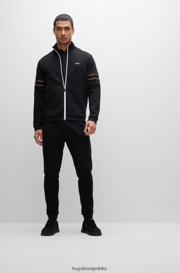 Hugo Boss czarna koszulka polo slim-fit z aktywnym rozciągnięciem i efektami blasku hugo czarny R0X0H61577
