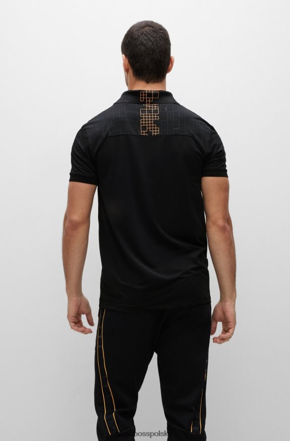 Hugo Boss czarna koszulka polo slim-fit z aktywnym rozciągnięciem i efektami blasku hugo czarny R0X0H61577