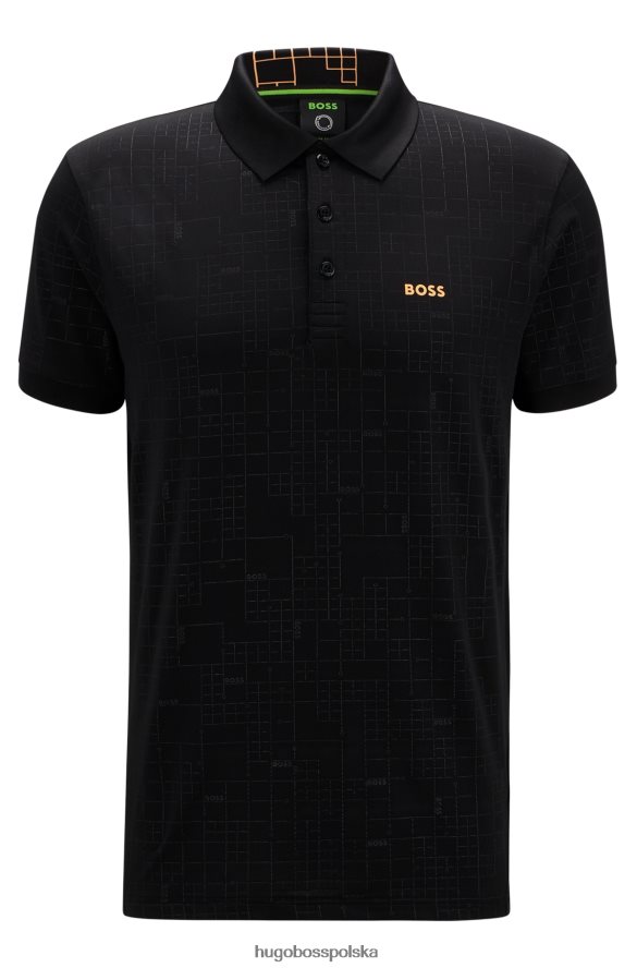 Hugo Boss czarna koszulka polo slim-fit z aktywnym rozciągnięciem i efektami blasku hugo czarny R0X0H61577