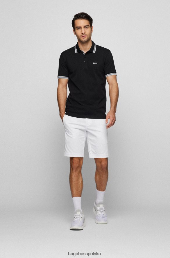 Hugo Boss czarna koszulka polo z bawełny organicznej z kontrastowymi detalami z logo hugo czarny R0X0H62490