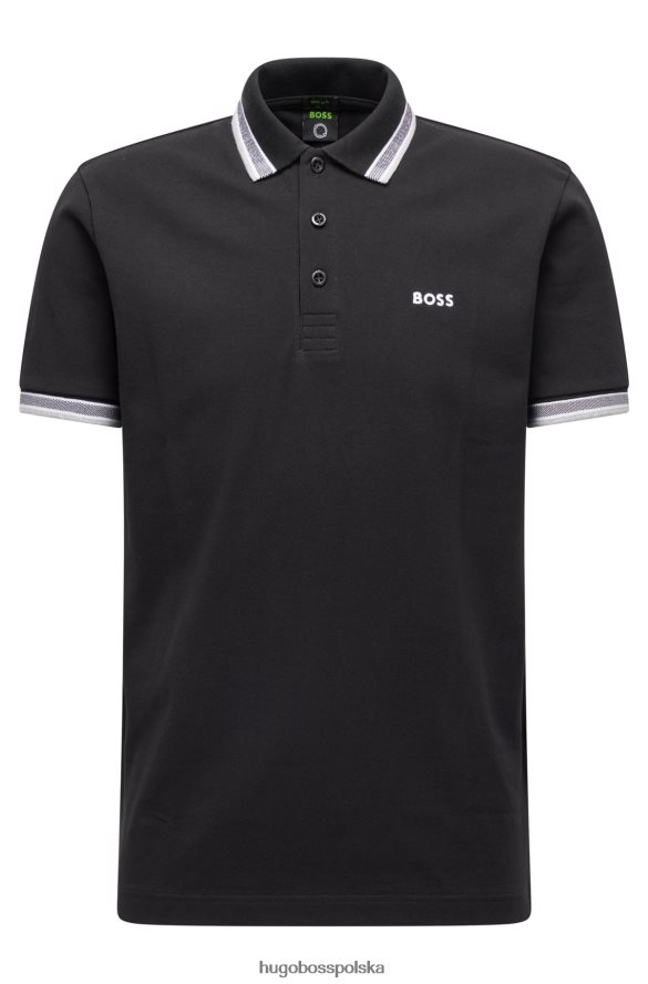 Hugo Boss czarna koszulka polo z bawełny organicznej z kontrastowymi detalami z logo hugo czarny R0X0H62490
