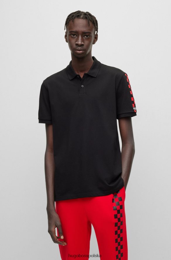 Hugo Boss czarna, regularna koszulka polo z bawełny piqu¦ z grafiką logo hugo czarny R0X0H61428