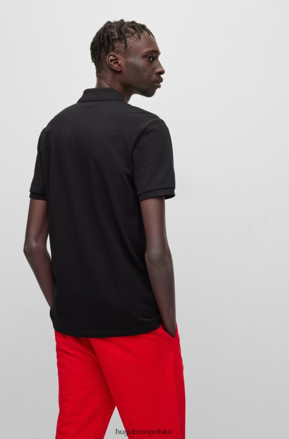 Hugo Boss czarna, regularna koszulka polo z bawełny piqu¦ z grafiką logo hugo czarny R0X0H61428