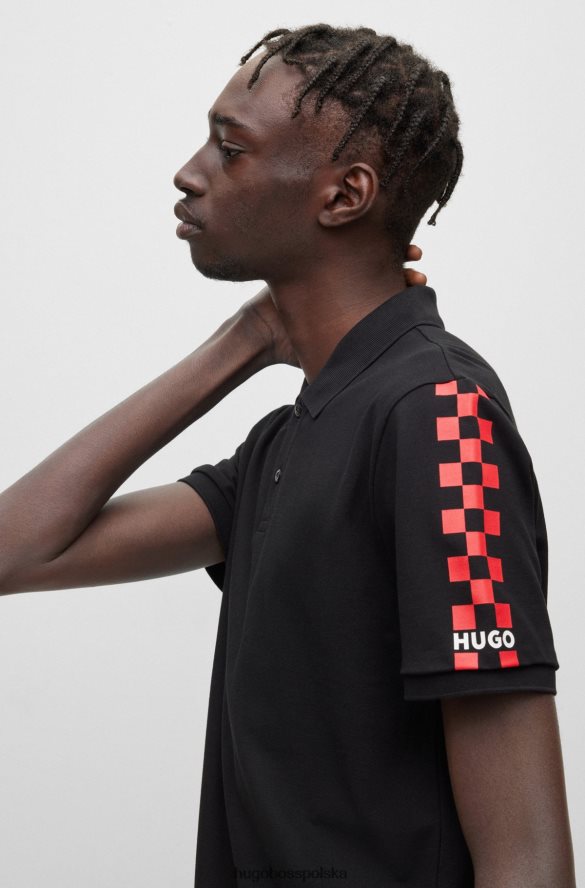 Hugo Boss czarna, regularna koszulka polo z bawełny piqu¦ z grafiką logo hugo czarny R0X0H61428