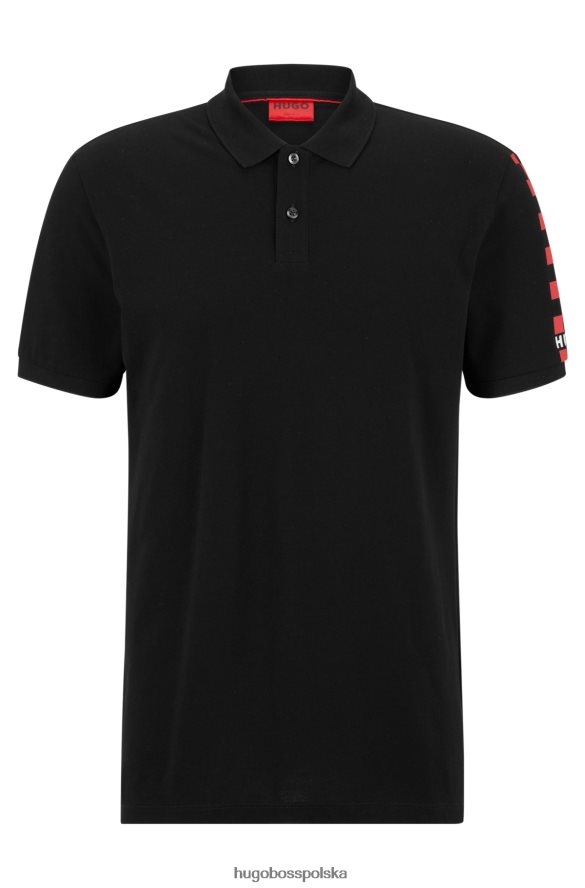 Hugo Boss czarna, regularna koszulka polo z bawełny piqu¦ z grafiką logo hugo czarny R0X0H61428