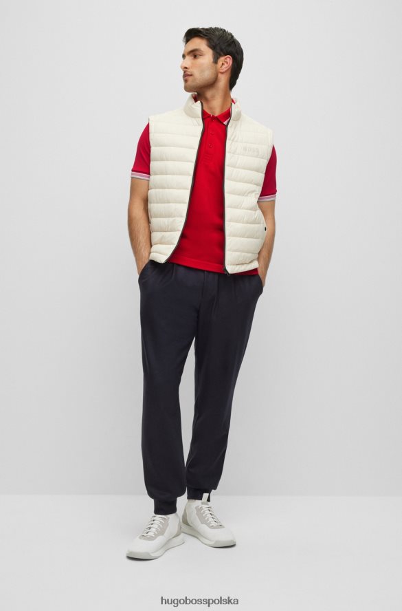 Hugo Boss czerwona koszulka polo z bawełny organicznej z kontrastowymi detalami z logo hugo czerwony R0X0H62484