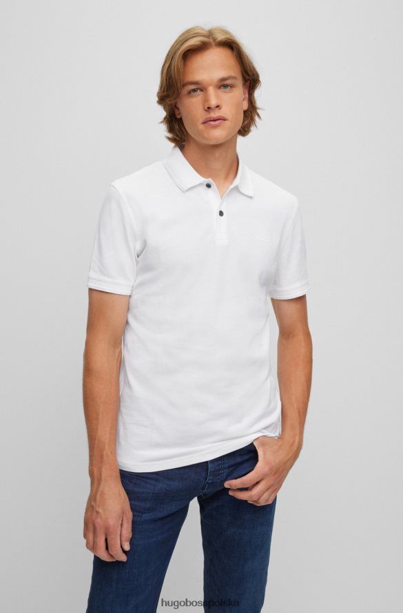 Hugo Boss dopasowana koszulka polo z bawełnianej piki hugo w kolorze białym biały R0X0H61712