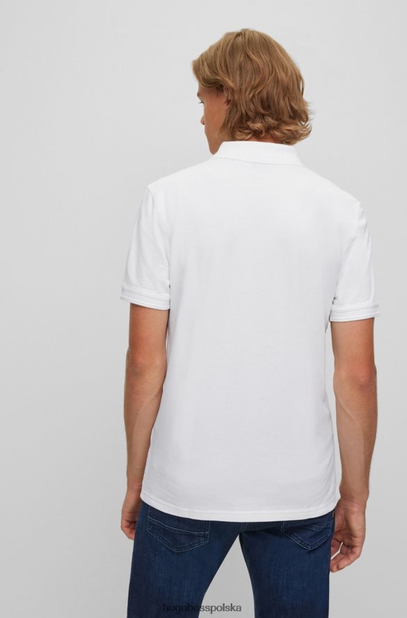 Hugo Boss dopasowana koszulka polo z bawełnianej piki hugo w kolorze białym biały R0X0H61712