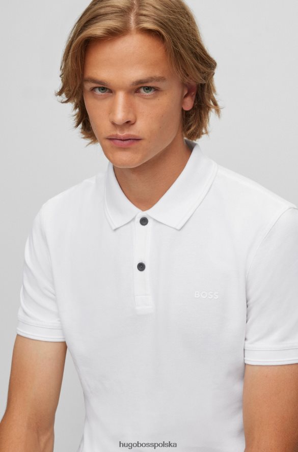 Hugo Boss dopasowana koszulka polo z bawełnianej piki hugo w kolorze białym biały R0X0H61712