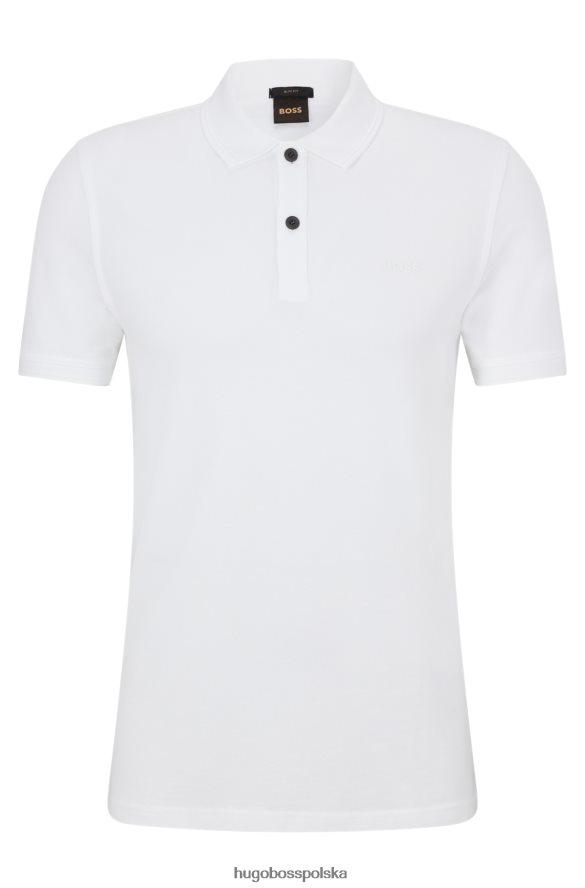 Hugo Boss dopasowana koszulka polo z bawełnianej piki hugo w kolorze białym biały R0X0H61712
