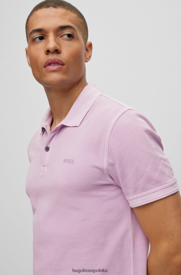 Hugo Boss dopasowana koszulka polo z bawełnianej piki w kolorze jasnofioletowym hugo Jasny fiolet R0X0H61704