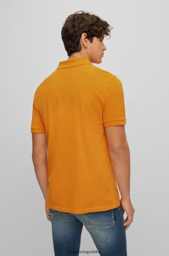 Hugo Boss dopasowana koszulka polo z bawełnianej piki w kolorze jasnopomarańczowym hugo jasnopomarańczowy R0X0H61698