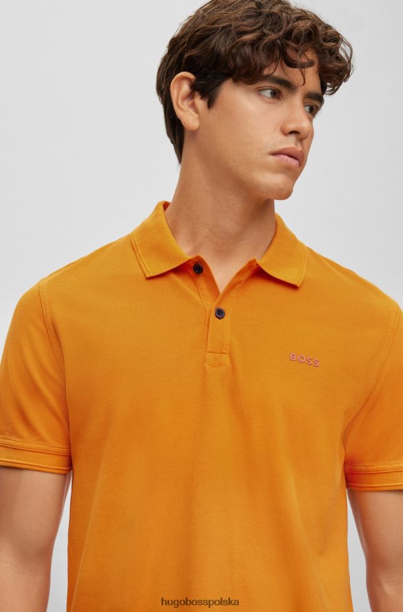 Hugo Boss dopasowana koszulka polo z bawełnianej piki w kolorze jasnopomarańczowym hugo jasnopomarańczowy R0X0H61698