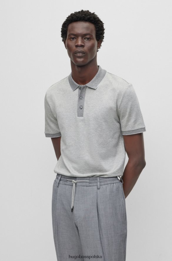 Hugo Boss dopasowana koszulka polo z bawełny i jedwabiu w kolorze jasnoszarym hugo jasnoszary R0X0H64453