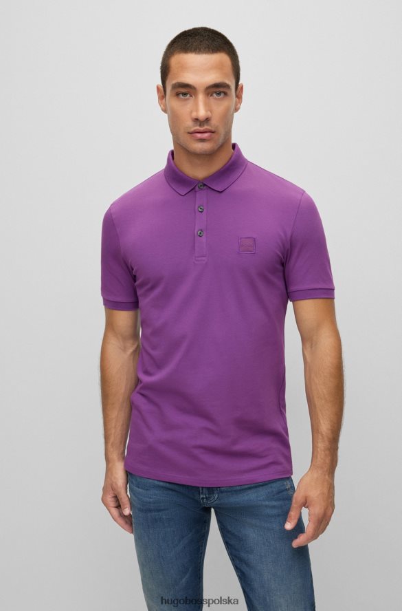Hugo Boss fioletowa koszulka polo Hugo z elastycznej bawełny, o dopasowanym kroju, z naszywką z logo fioletowy R0X0H61617