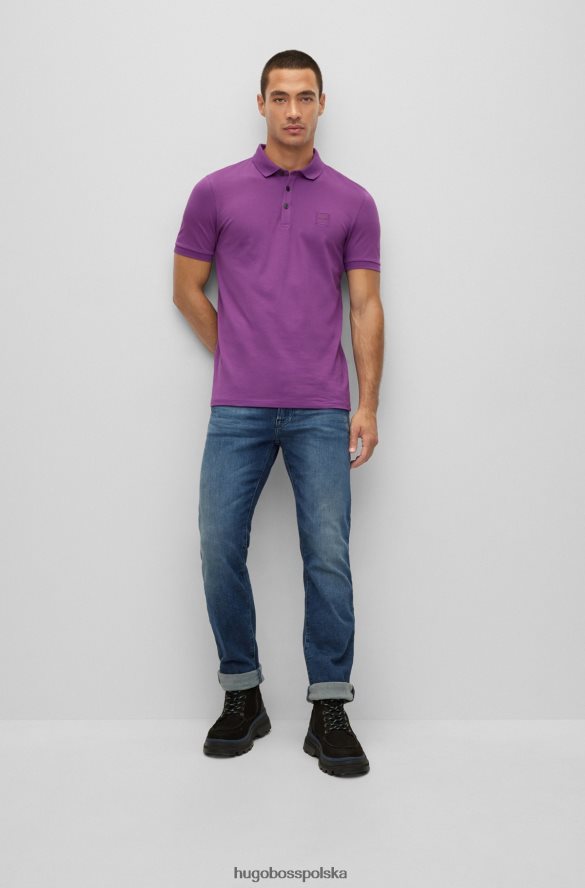Hugo Boss fioletowa koszulka polo Hugo z elastycznej bawełny, o dopasowanym kroju, z naszywką z logo fioletowy R0X0H61617
