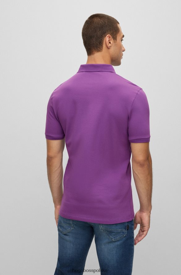 Hugo Boss fioletowa koszulka polo Hugo z elastycznej bawełny, o dopasowanym kroju, z naszywką z logo fioletowy R0X0H61617