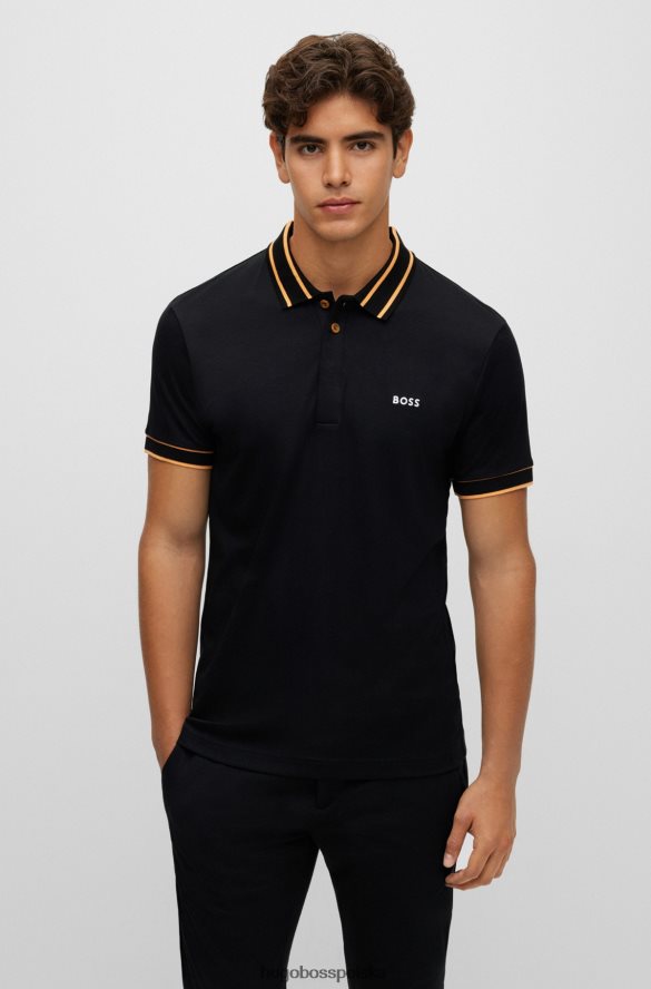 Hugo Boss hugo interlock – bawełniana koszulka polo o dopasowanym kroju z haftowanym logo w kolorze czarnym czarny R0X0H61907
