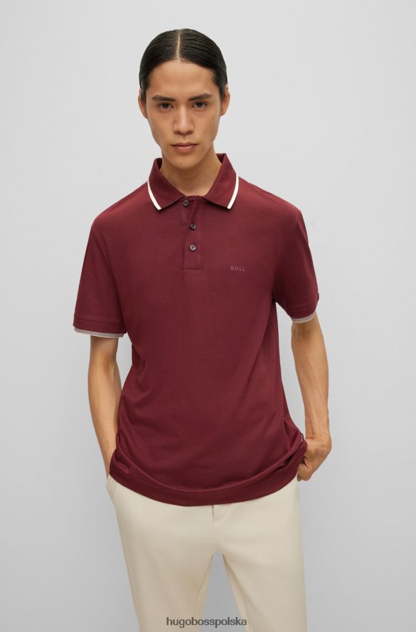 Hugo Boss hugo interlock – bawełniana koszulka polo z gumowanym logo w kolorze ciemnoczerwonym ciemno czerwony R0X0H64027