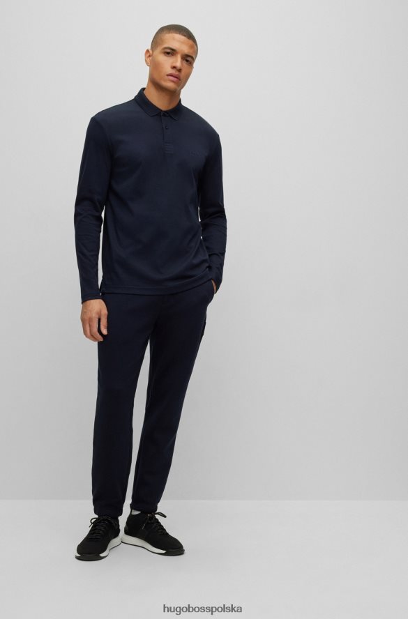 Hugo Boss hugo interlock – bawełniana koszulka polo z tonalnym logo w kolorze ciemnoniebieskim ciemny niebieski R0X0H61086