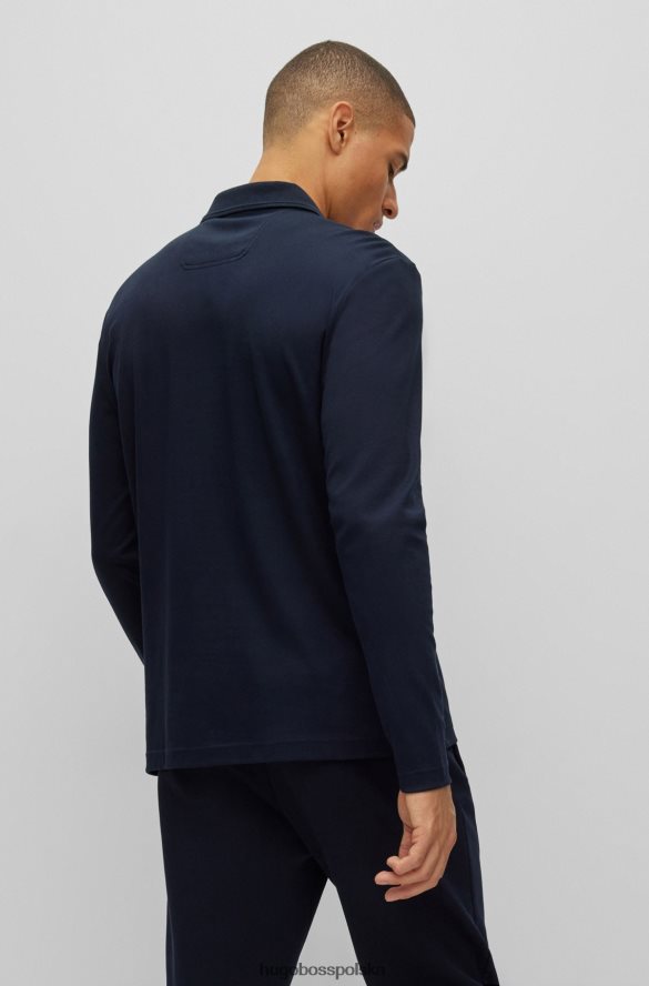 Hugo Boss hugo interlock – bawełniana koszulka polo z tonalnym logo w kolorze ciemnoniebieskim ciemny niebieski R0X0H61086