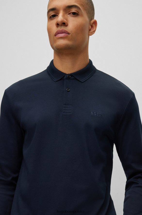 Hugo Boss hugo interlock – bawełniana koszulka polo z tonalnym logo w kolorze ciemnoniebieskim ciemny niebieski R0X0H61086