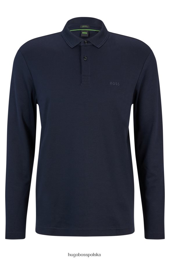 Hugo Boss hugo interlock – bawełniana koszulka polo z tonalnym logo w kolorze ciemnoniebieskim ciemny niebieski R0X0H61086