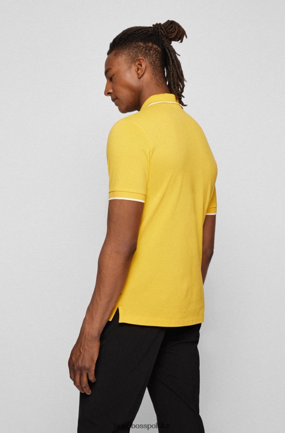 Hugo Boss jasnożółta koszulka polo Hugo o dopasowanym kroju z logo pod kołnierzykiem jasny zółty R0X0H61024