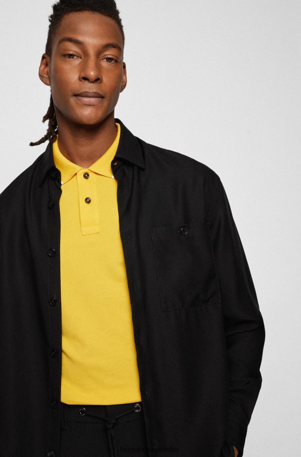 Hugo Boss jasnożółta koszulka polo Hugo o dopasowanym kroju z logo pod kołnierzykiem jasny zółty R0X0H61024