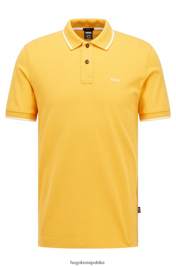 Hugo Boss jasnożółta koszulka polo Hugo o dopasowanym kroju z logo pod kołnierzykiem jasny zółty R0X0H61024