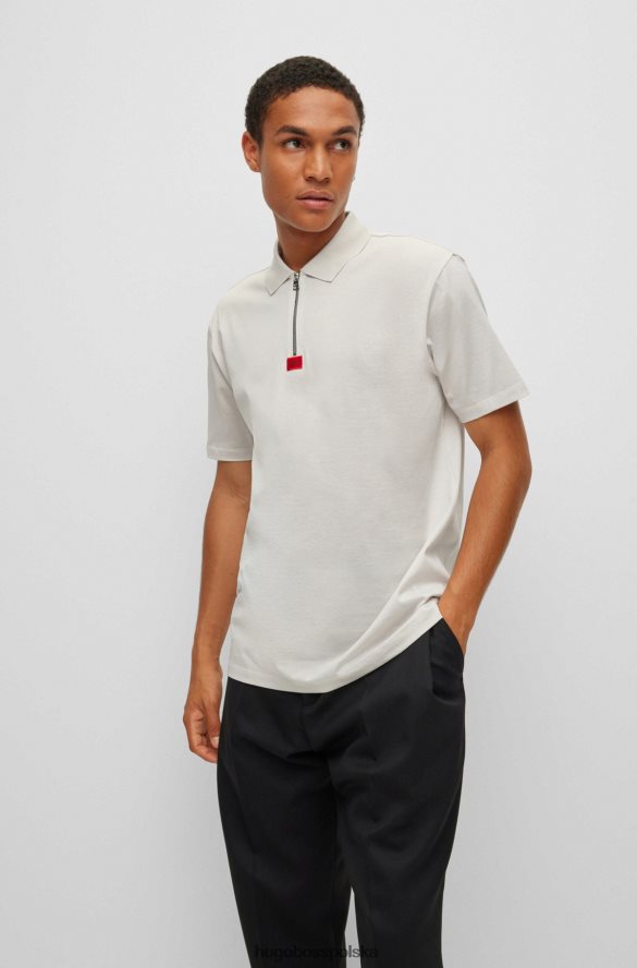 Hugo Boss jasnobeżowa koszulka polo z merceryzowanej bawełny, zapinana na zamek błyskawiczny hugo jasny beż R0X0H63476