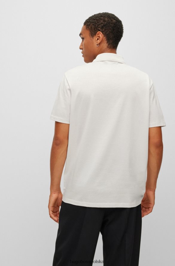 Hugo Boss jasnobeżowa koszulka polo z merceryzowanej bawełny, zapinana na zamek błyskawiczny hugo jasny beż R0X0H63476