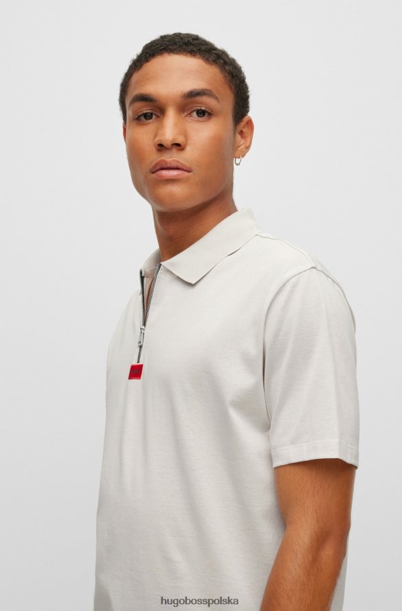 Hugo Boss jasnobeżowa koszulka polo z merceryzowanej bawełny, zapinana na zamek błyskawiczny hugo jasny beż R0X0H63476