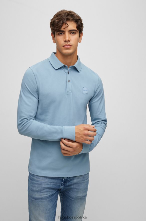Hugo Boss jasnoniebieska koszulka polo Hugo o dopasowanym kroju, z długimi rękawami i naszywką z logo jasny niebieski R0X0H61960
