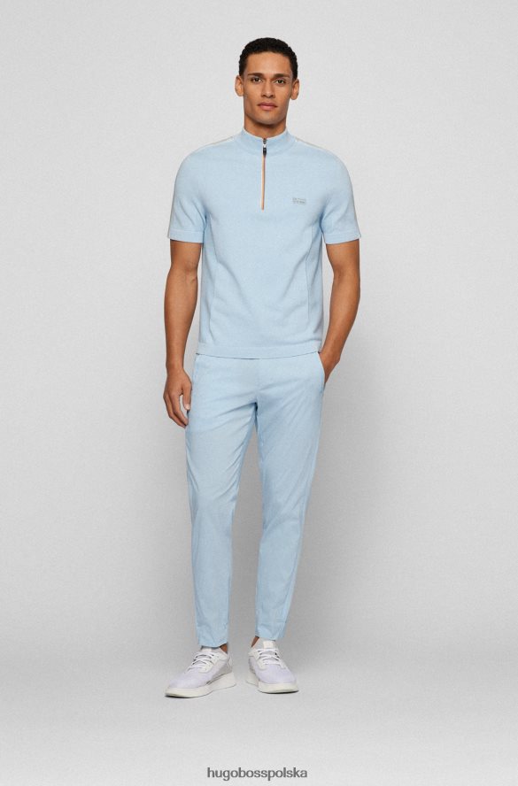 Hugo Boss jasnoniebieska koszulka polo Hugo z paskiem i zamkiem błyskawicznym na ćwiartce jasny niebieski R0X0H64505