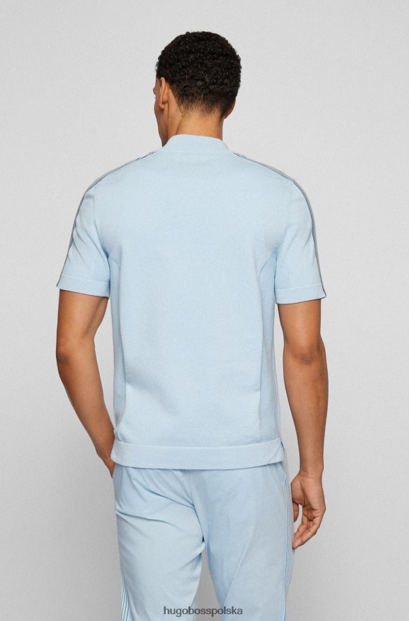 Hugo Boss jasnoniebieska koszulka polo Hugo z paskiem i zamkiem błyskawicznym na ćwiartce jasny niebieski R0X0H64505
