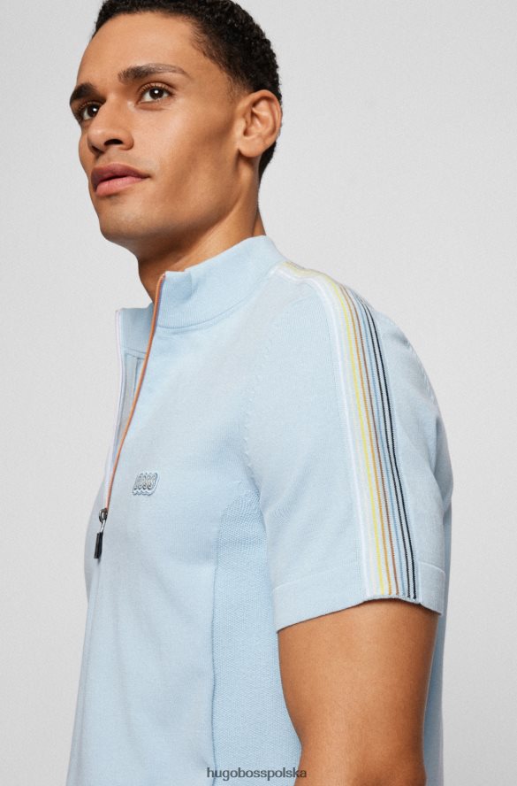 Hugo Boss jasnoniebieska koszulka polo Hugo z paskiem i zamkiem błyskawicznym na ćwiartce jasny niebieski R0X0H64505