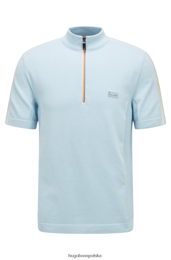 Hugo Boss jasnoniebieska koszulka polo Hugo z paskiem i zamkiem błyskawicznym na ćwiartce jasny niebieski R0X0H64505