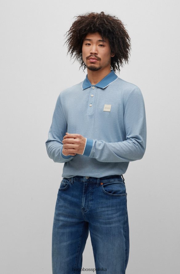 Hugo Boss jasnoniebieska koszulka polo hugo z bawełny piqu¦ z naszywką z logo jasny niebieski R0X0H63140
