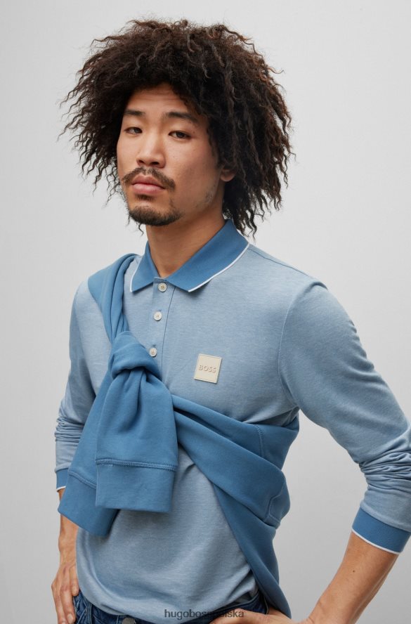 Hugo Boss jasnoniebieska koszulka polo hugo z bawełny piqu¦ z naszywką z logo jasny niebieski R0X0H63140