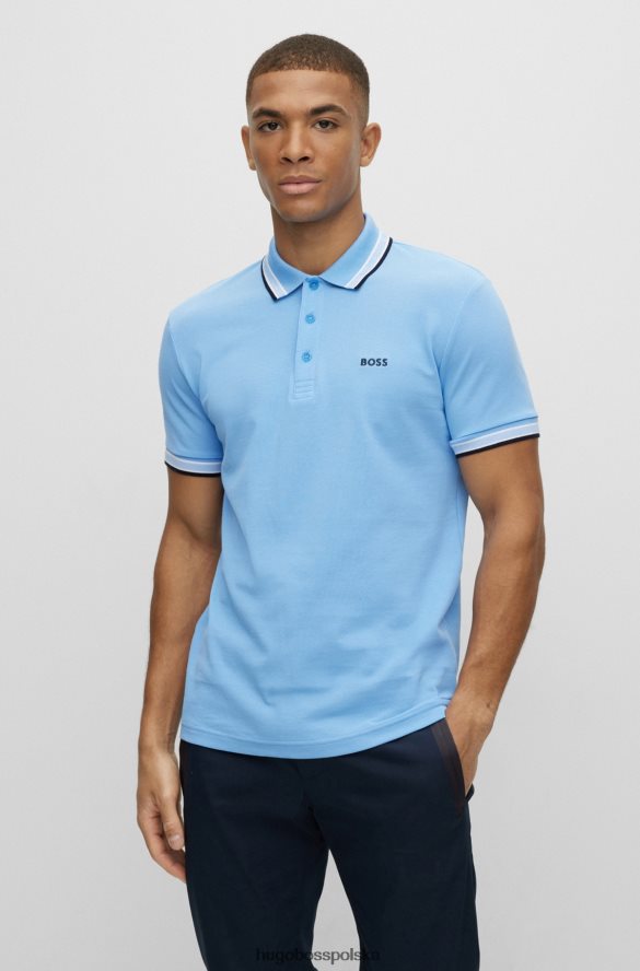 Hugo Boss jasnoniebieska koszulka polo hugo z organicznej bawełny z zakrzywionym logo jasny niebieski R0X0H61203