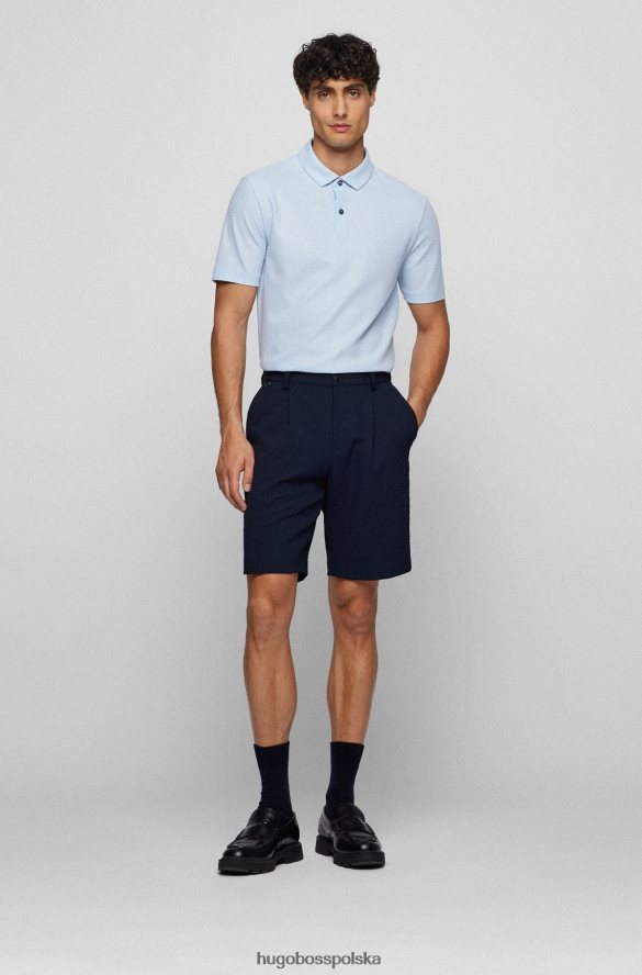 Hugo Boss jasnoniebieska koszulka polo o dopasowanym kroju hugo z bawełny o strukturze plastra miodu jasny niebieski R0X0H63839
