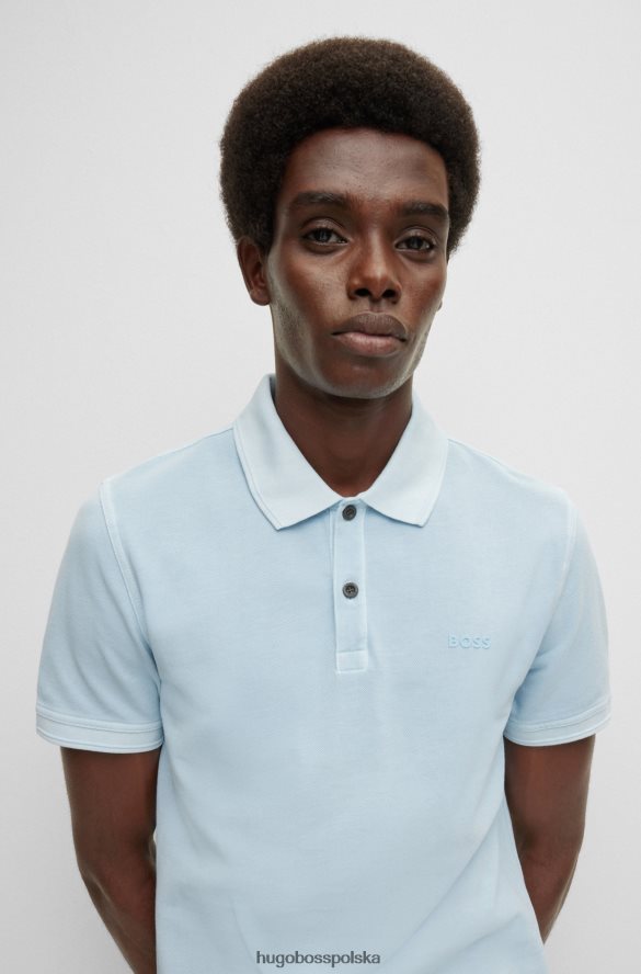 Hugo Boss jasnoniebieska koszulka polo o dopasowanym kroju z bawełnianej piqu¨¦ hugo jasny niebieski R0X0H61705