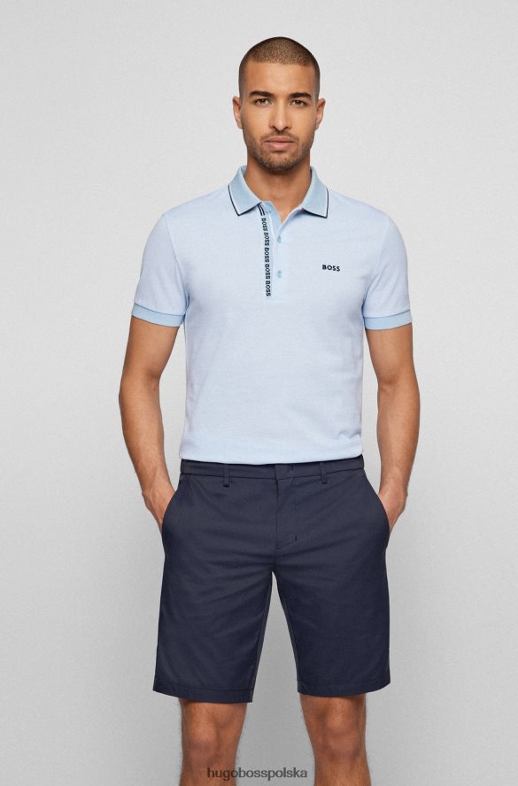 Hugo Boss jasnoniebieska koszulka polo slim-fit z markową plisą hugo jasny niebieski R0X0H61052