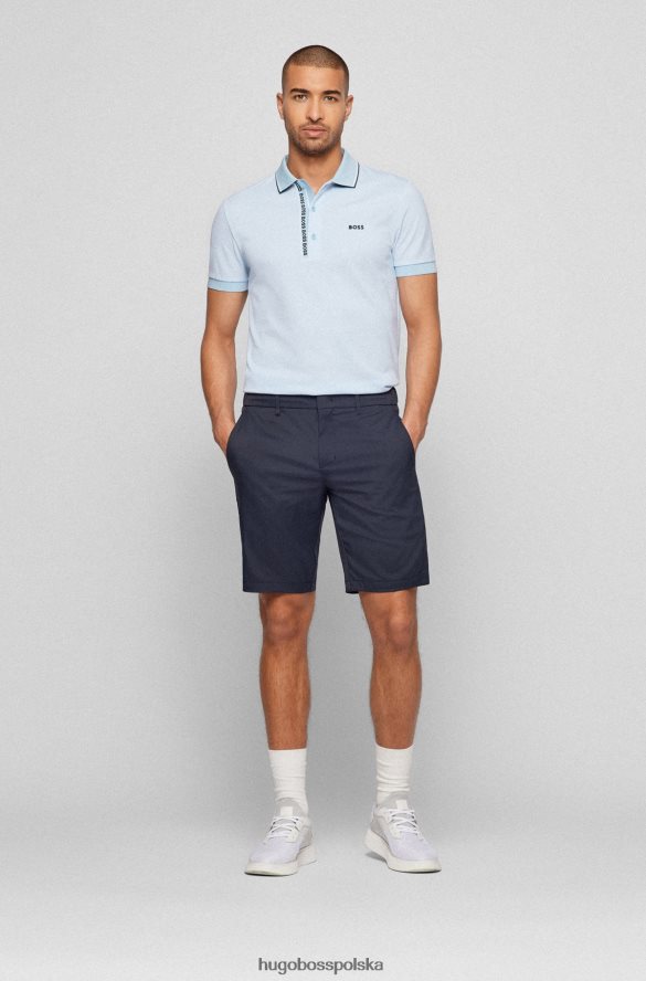 Hugo Boss jasnoniebieska koszulka polo slim-fit z markową plisą hugo jasny niebieski R0X0H61052