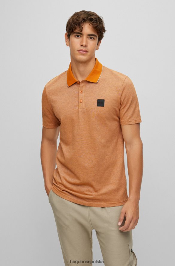 Hugo Boss jasnopomarańczowa koszulka polo Hugo z bawełny oxford z naszywką z logo jasnopomarańczowy R0X0H62466