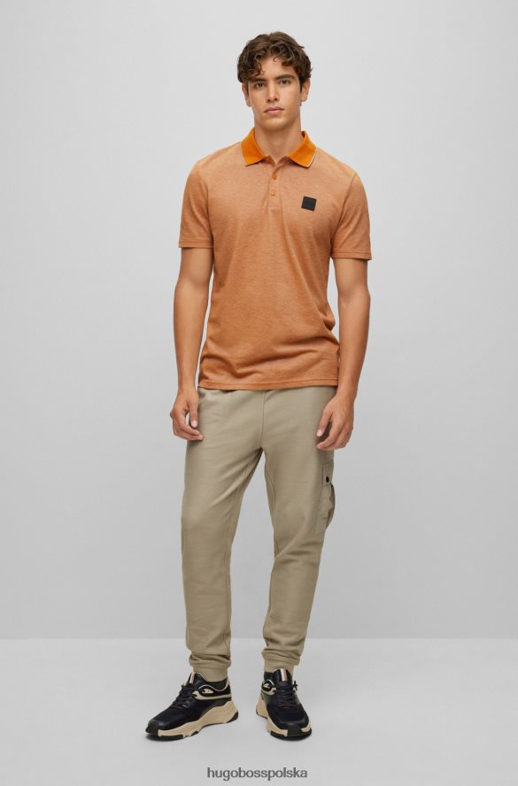 Hugo Boss jasnopomarańczowa koszulka polo Hugo z bawełny oxford z naszywką z logo jasnopomarańczowy R0X0H62466