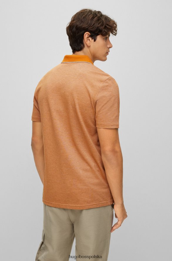 Hugo Boss jasnopomarańczowa koszulka polo Hugo z bawełny oxford z naszywką z logo jasnopomarańczowy R0X0H62466